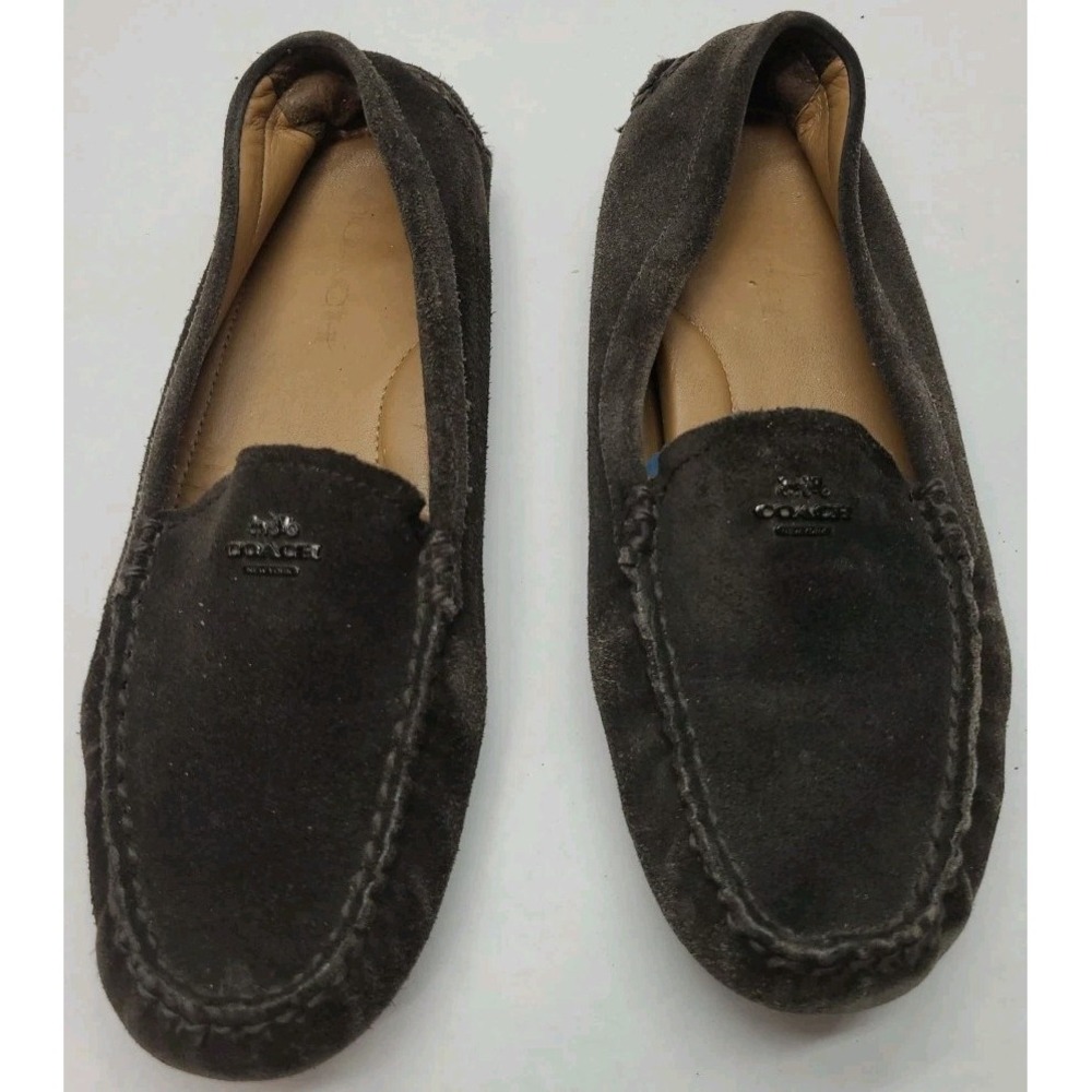 Coach Amber Brown Moccasins Coach New York Carriage Logo Size 7.5 B - Picture 1 of 11